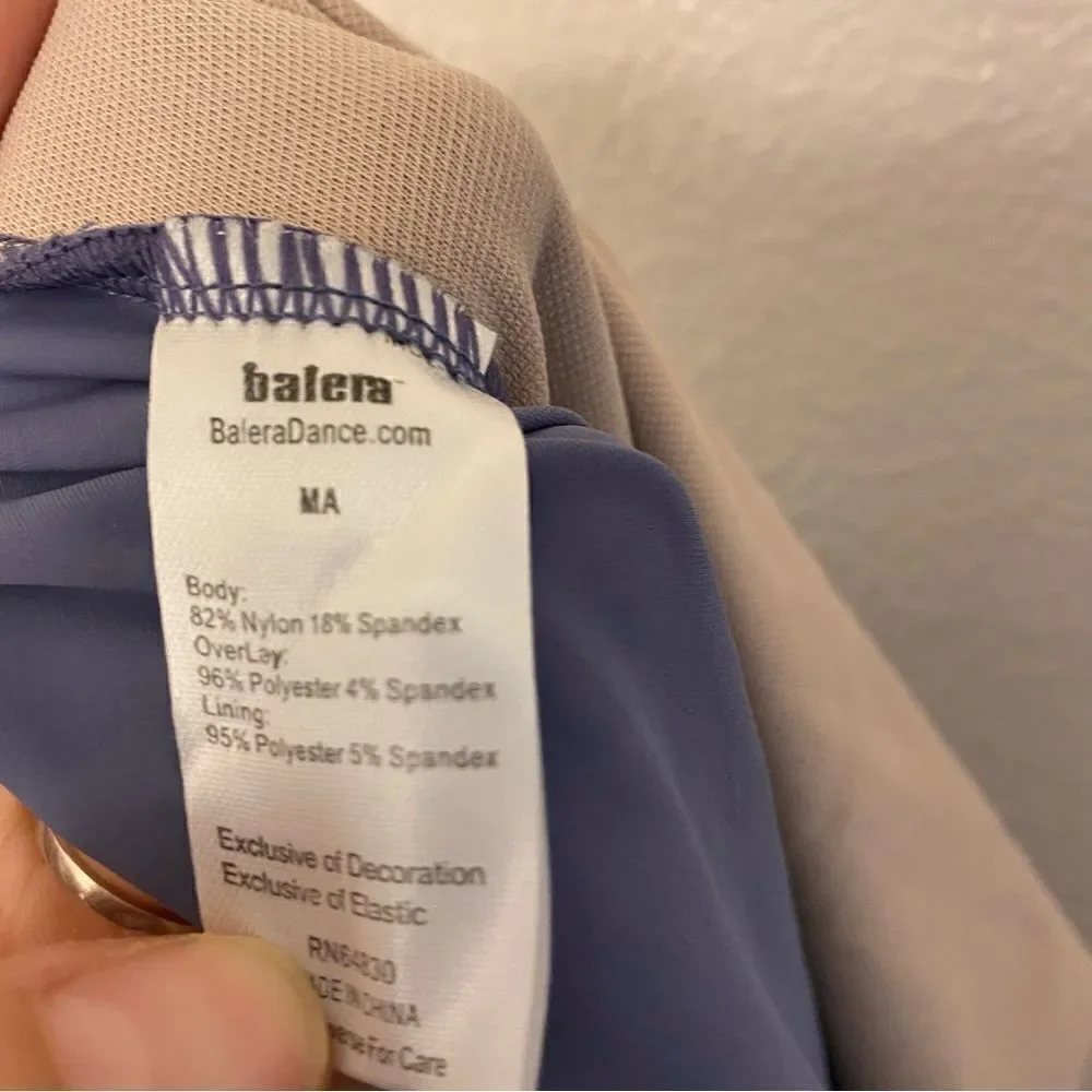 Weissman Balera dance costume blue Smocked Flutter Sleeve Leotard MT12218 MA